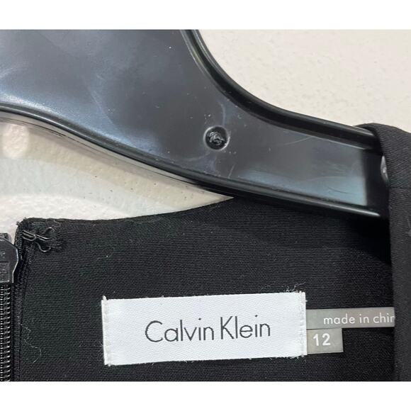 Calvin Klein Black White Sheath Dress Women’s Sz 12 Sleeveless Contrast Trim - Picture 7 of 7